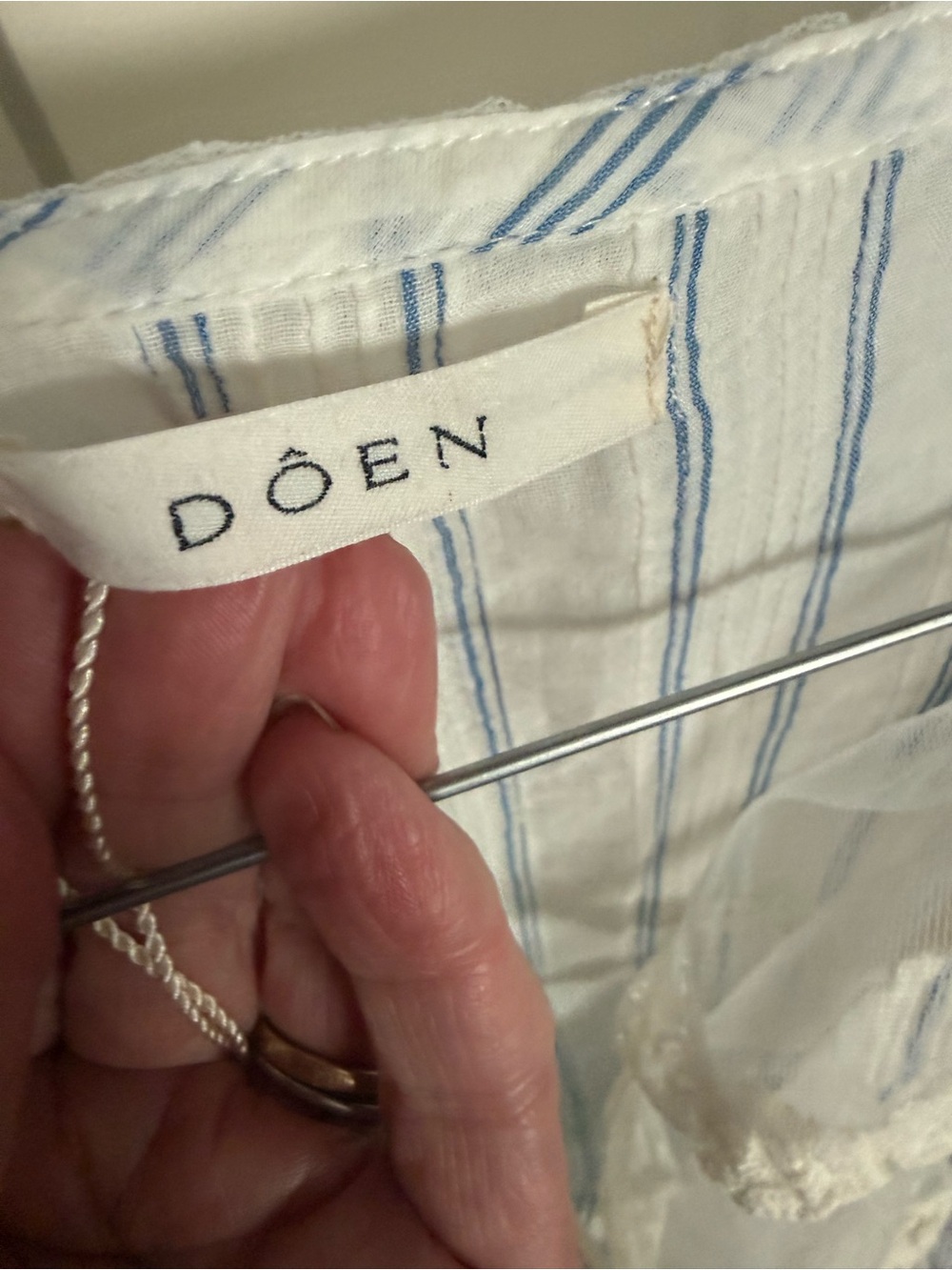 Doen Henri Saint Aurelie Stripe Ruffle Blouse NWT SZ. Large FIRM PRICE - Picture 5 of 11